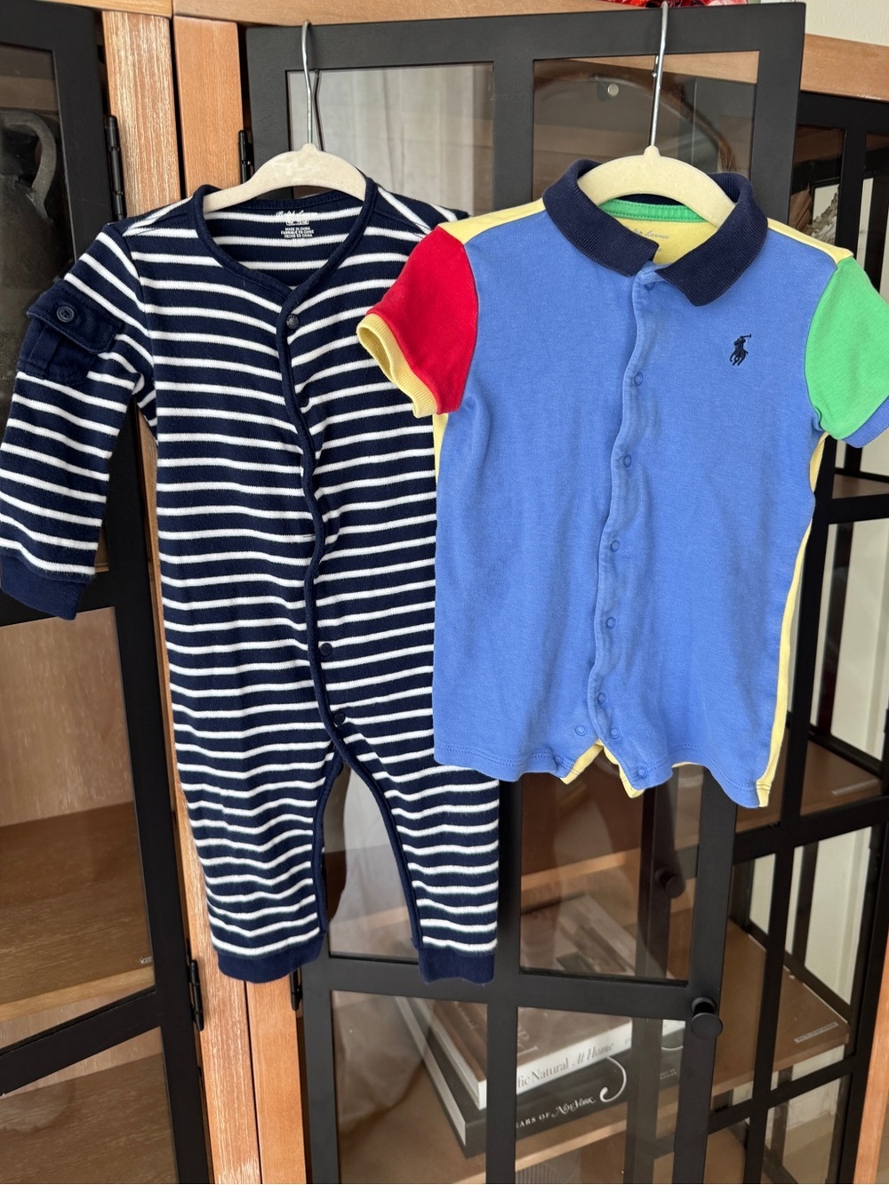Ralph Lauren bundle baby boy romper shortall polo colorblock navy cotton collar